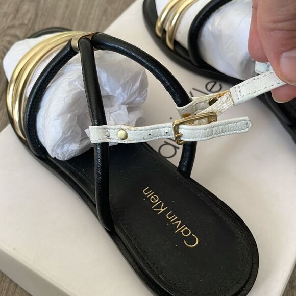 Calvin Klein Udela Napa Warm Gold Sandals - Picture 3 of 4
